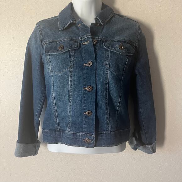 NEW Jessica Simpson Pixie Cropped Jean Jacket SZ Small Medium Wash - Picture 2 of 10